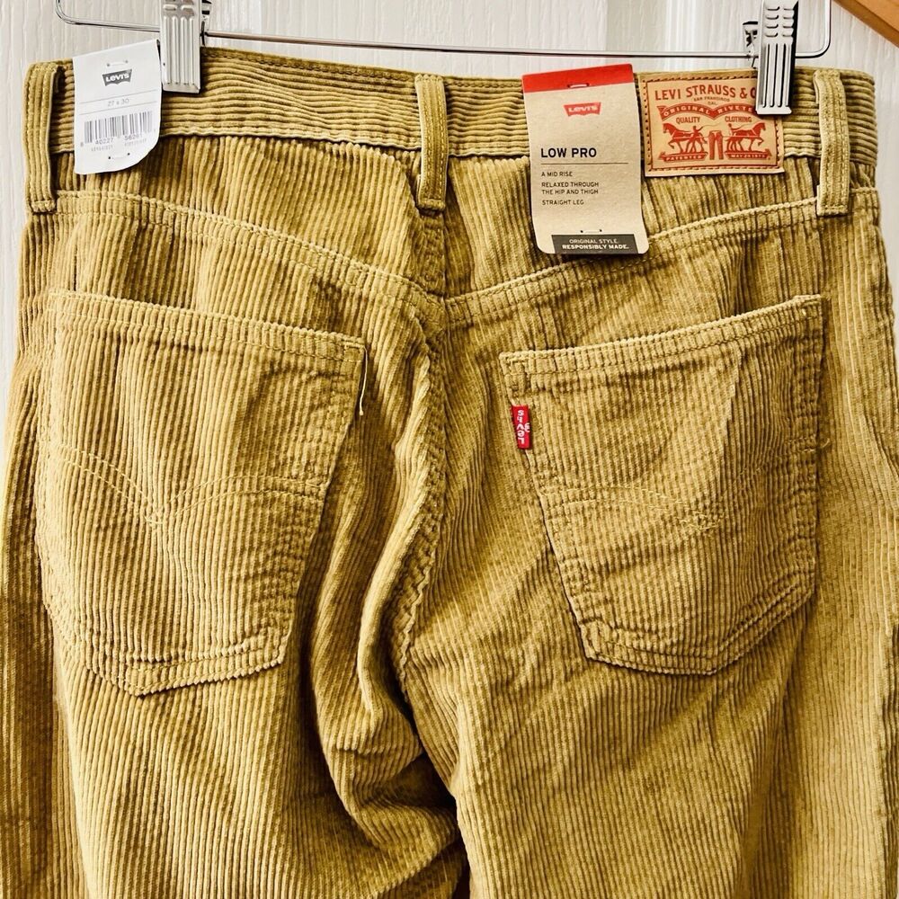 Levis Low Pro Thick Corduroy Pants Women 27 X 30 Golden Brown Relaxed Straight - Picture 4 of 9